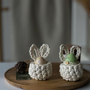 Easter Table Decor Crochet Pattern Set – Bunny Coasters with Holder, Egg Cup & Round Doily (4 PDF), Digital Download image 4