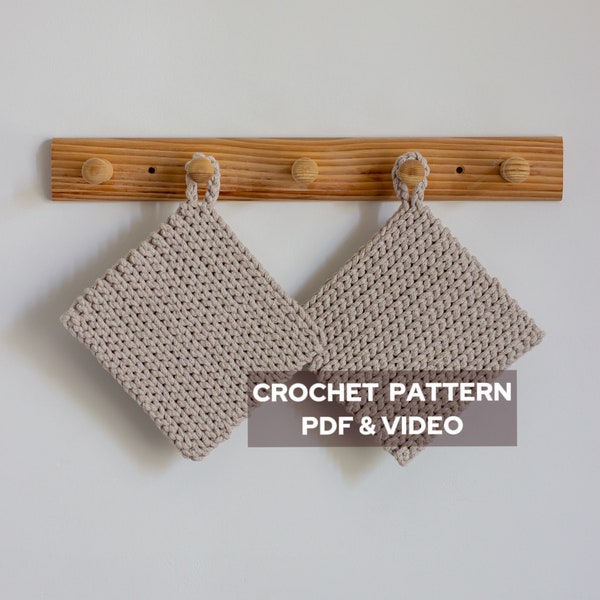 Crochet trivet PATTERN - Crochet square pot holder pattern PDF for beginner - DIY crochet plate charger - Kitchen Hot Pad Pattern