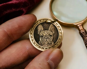 Custom Engraved Pet Coin Necklace, Personalized Dog/Cat Portrait Jewelry,999 Silver/Copper Keepsake Pendant, Unique Pet Lover Gift, Memorial