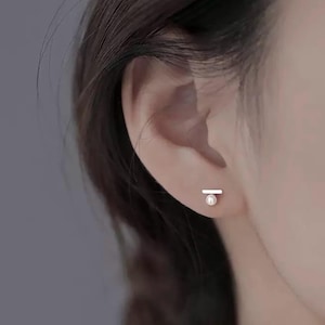 925 Sterling Silver Pearl Stud Earrings,Dainty Minimalist Elegant Pearl Earrings, Gift for her,Mom, Friend,Sister, Birthday