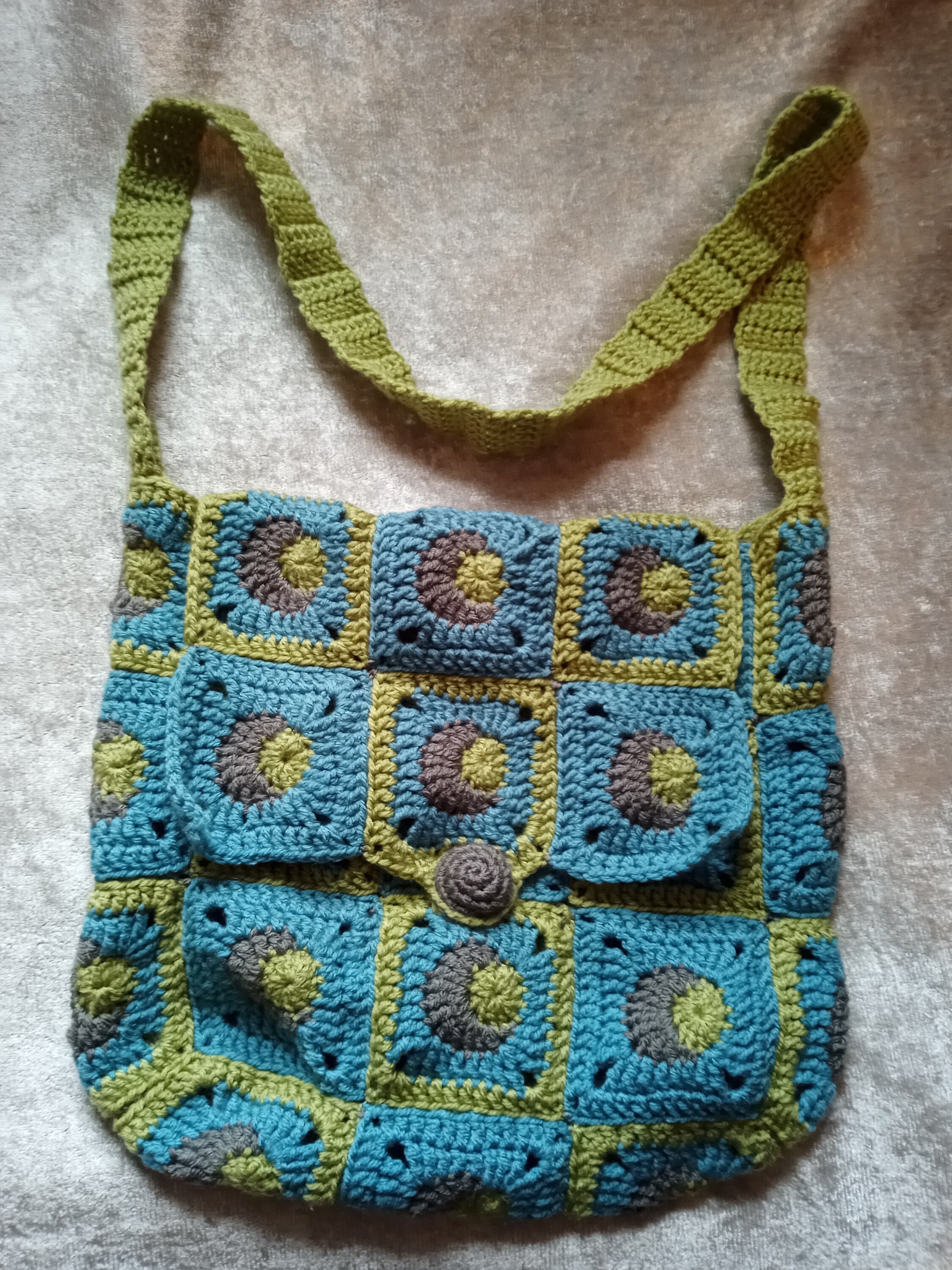 Crochet Granny Square Messenger Bag Etsy