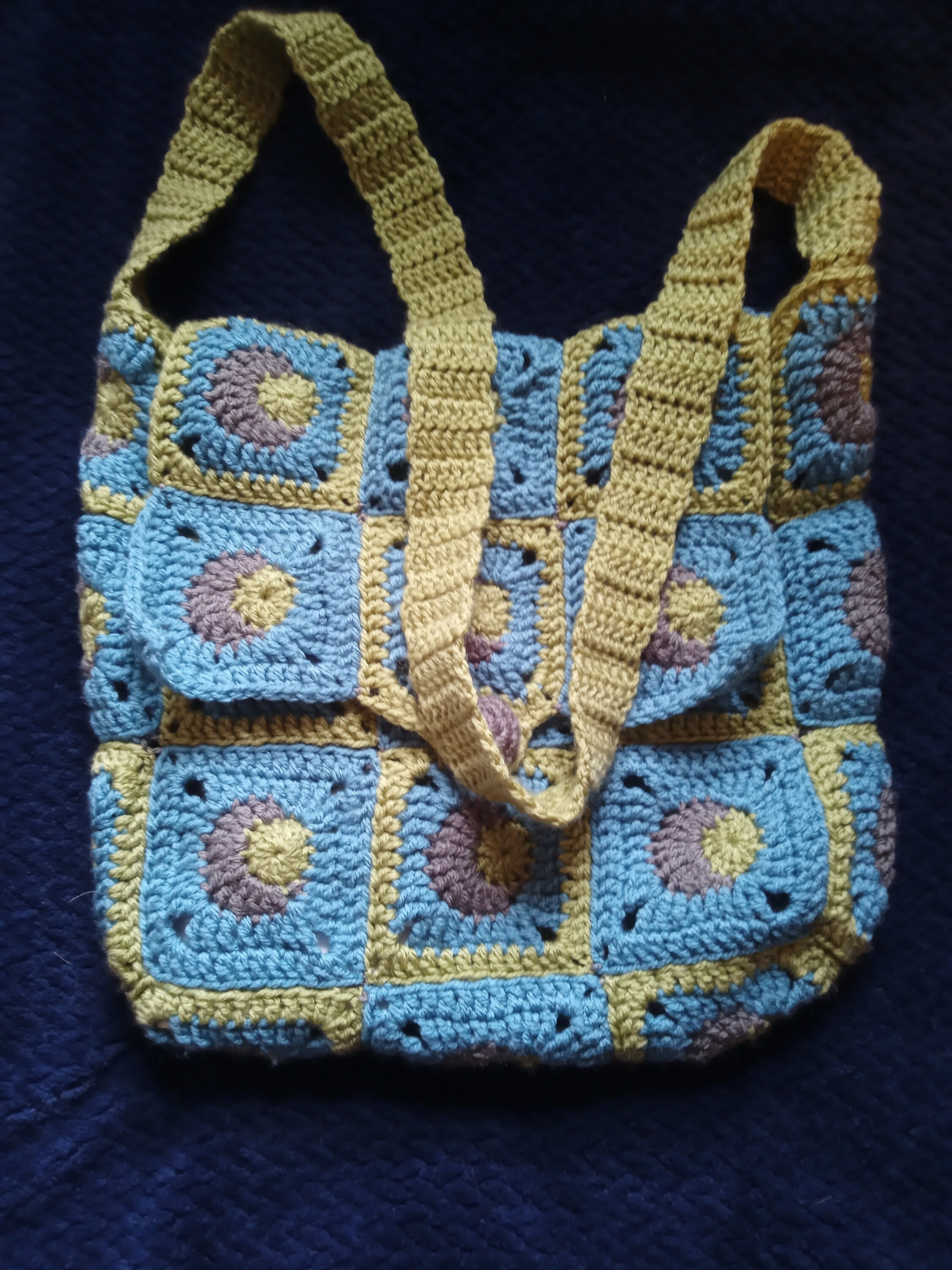 Crochet Granny Square Messenger Bag Etsy