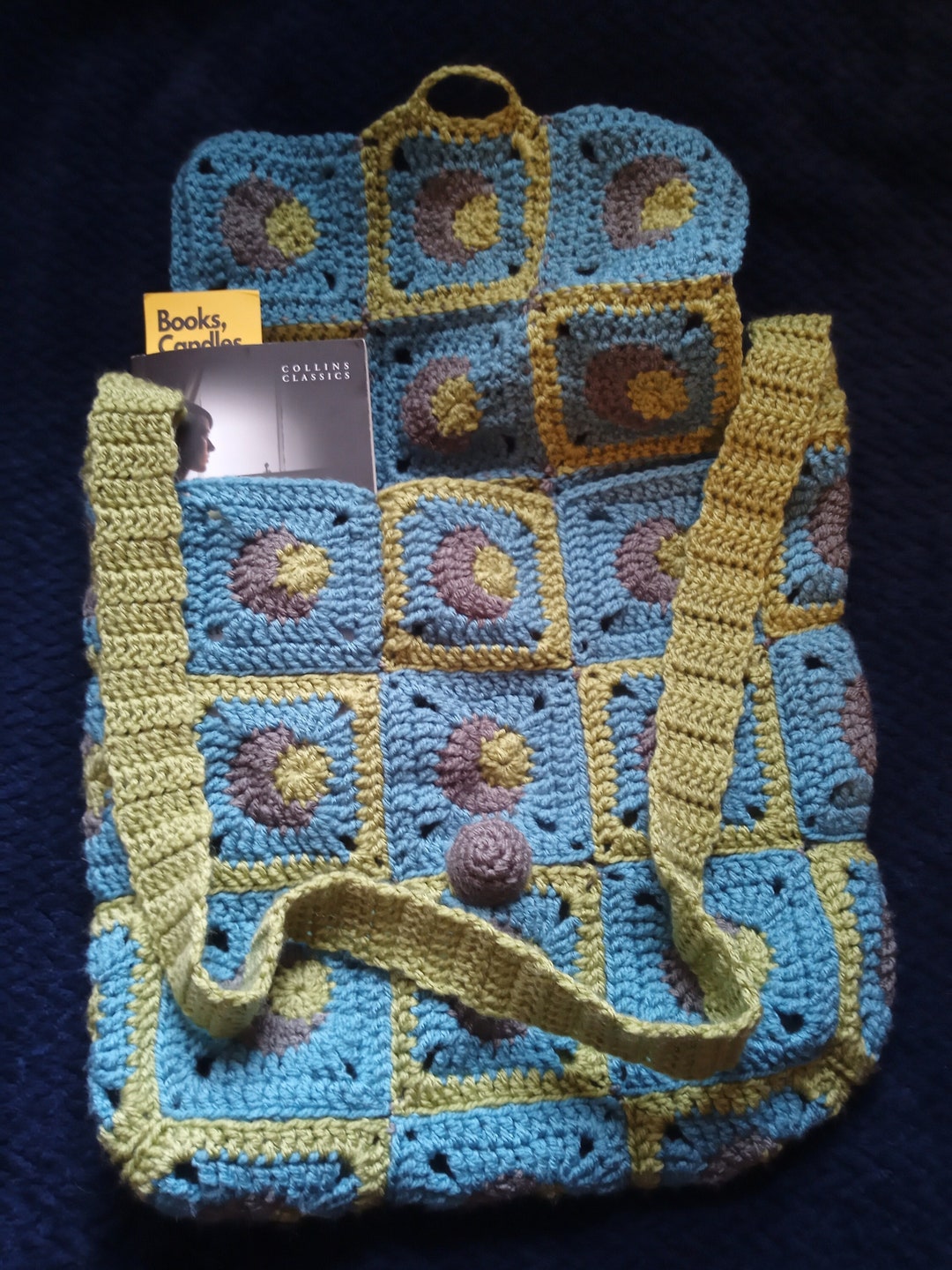 Crochet Granny Square Messenger Bag Etsy