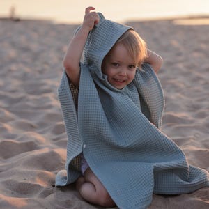 Kids Poncho Cotton Waffle Hooded Towel with Ears Cute Beach Bath Towel Shower Cover Up New Baby Gift Toddler Surf Swim Clothes