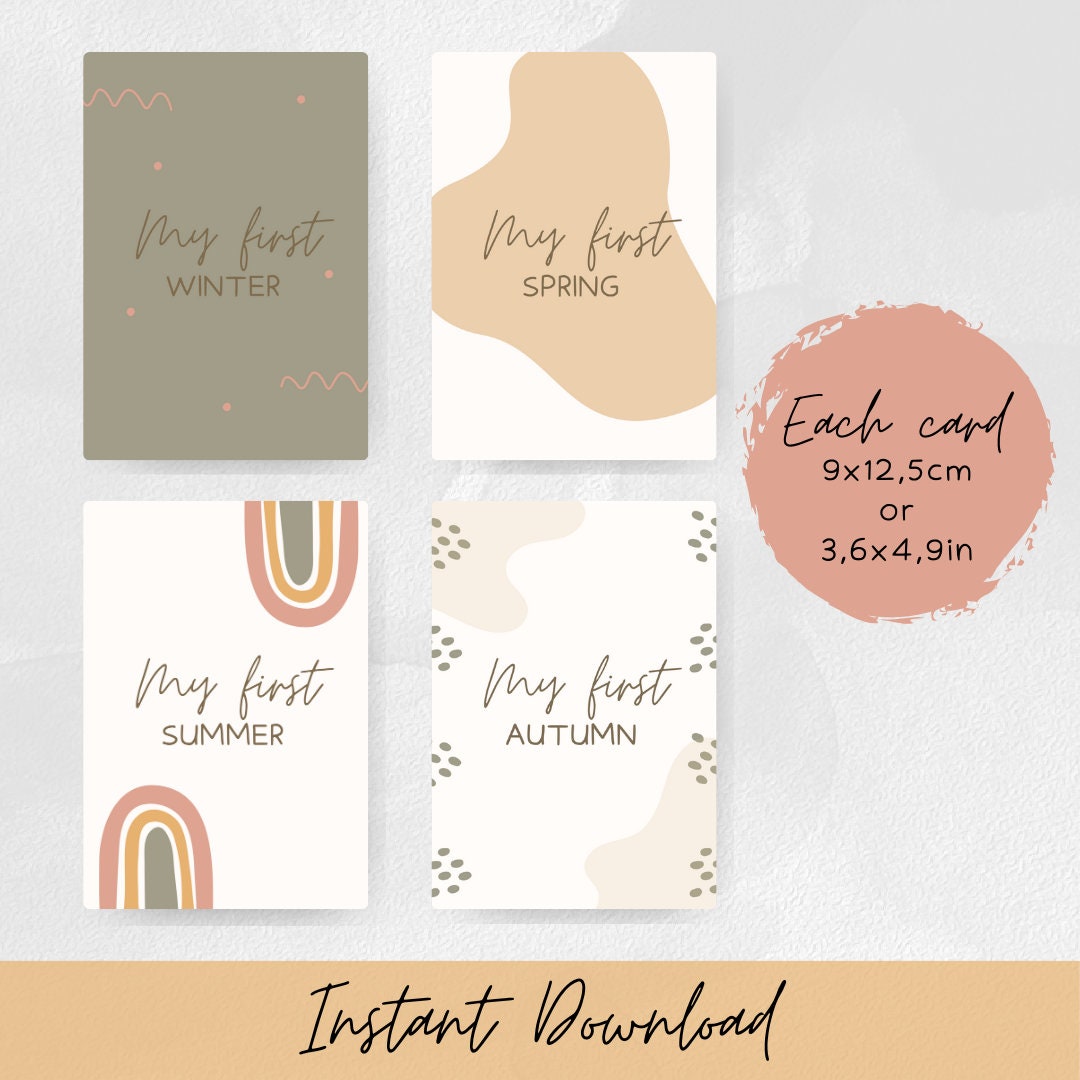Cute Baby Milestone Cards Rainbow Beige Baby Shower Gift Gender Neutral ...
