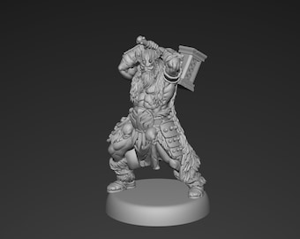 Dwarf Warrior | Miniature | STL Model | 3D Printable