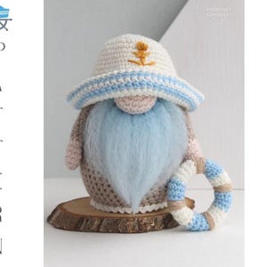 Sailor crochet Gnome pattern, Amigurumi crochet Sailor gnome, cute gnome gift for sea lovers