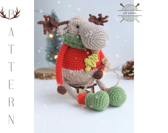 Crochet Christmas Moose pattern, Reindeer Elk Amigurumi Tutorial PDF