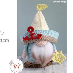 Crochet patterns Gnome with Boat, Crochet boat pattern, Gnome amigurumi pattern, Crochet gnome pattern with crochet boat