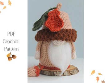 Acorn Crochet Gnome Pattern, Amigurumi crochet Acorn pattern, Forest crochet Food Acorn pattern