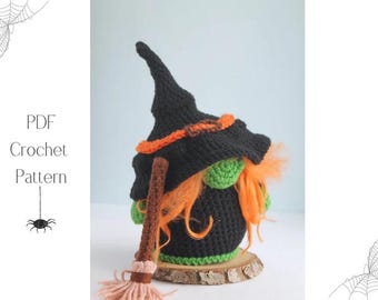 Halloween Witch Gnome Crochet Pattern PDF | Amigurumi Witch Hat | Spooky Decor Instant Download