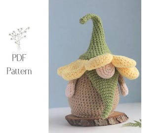 Crochet patterns Mothers day gnome, Crochet Flower Gnome pattern, Birthday crochet gnome amigurumi pattern, Garden gnome crochet pattern