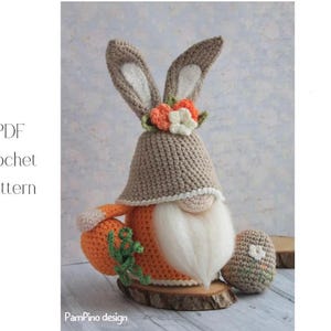Easter Crochet bunny pattern, Crochet pattern gnome bunny, Crochet Easter gnomes amigurumi patterns, Crochet Easter egg decor pattern