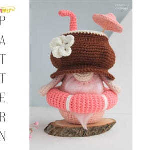 Virkat sommartomtemönster, kokosamigurumi (digital nedladdning)