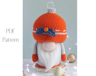 Christmas Ornament Gnome Crochet Pattern PDF | Amigurumi Xmas Gnome | Holiday Decor Instant Download
