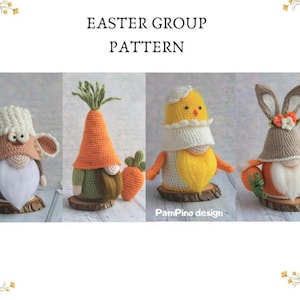 Easter Crocher patterns bundle: Easter Bunny, Carrot, Lumb and Easter eggs, Crochet bunny pattern, Crochet Easter gnomes amigurumi patterns