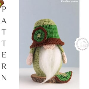 Virkat mönster med kiwi och tomte, amigurumi-mattomte (digital nedladdning)