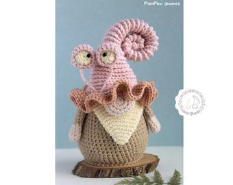 Crochet patterns Garden Gnome, Crochet Snail pattern, Gnome amigurumi pattern, Crochet gnome pattern with crochet flowers