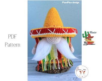 Mexican Gnome Crochet Pattern | Cinco de Mayo Gnome Amigurumi PDF | Mexican Fiesta Gnome Instant Download | Southwestern Decor Crochet