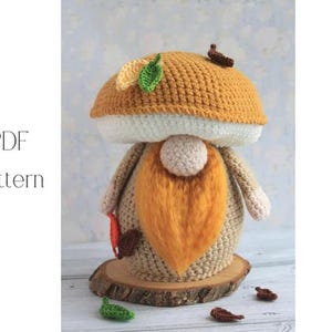 Haakpatroon paddenstoel kabouter, gehaakte amigurumi bospaddenstoelkabouter, herfst herfst gehaakte kabouters