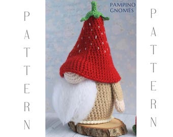 Gehaakt kabouterpatroon aardbei, amigurumi zomerkabouters (digitale download)
