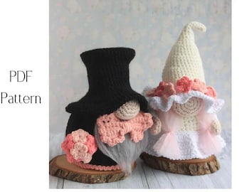 Crochet patterns gnomes groom and bride, Crochet wedding decor pattern, Wedding Crochet gift pattern, Crochet wedding ornaments