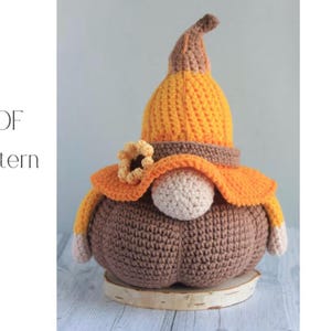 Crochet patterns Gnome Pumpkin, Amigurumi crochet gnome and crochet Pumpkin pattern, Autumn crochet pattern