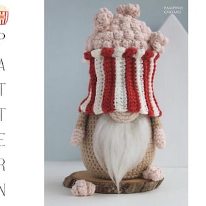 Wzór szydełkowy Popcorn Gnome, Amigurumi szydełkowy popcorn, wzór popcornu filmowego, wzór amigurumi gnom
