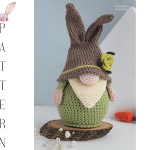 Crochet patterns Easter bunny gnomes with crochet flowers, Easter crochet carrot gnome amigurumi pattern, Crochet Easter gnomes patterns