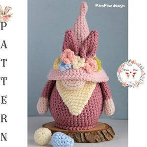 Easter Crochet bunny gnome pattern, Crochet pattern gnome bunny, Crochet Easter gnomes amigurumi patterns, Crochet Easter egg decor pattern