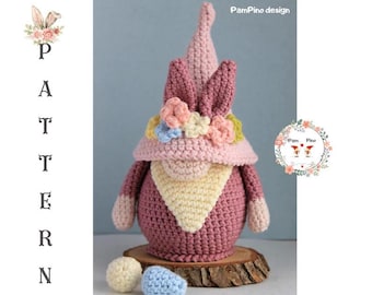 Easter Crochet bunny gnome pattern, Crochet pattern gnome bunny, Crochet Easter gnomes amigurumi patterns, Crochet Easter egg decor pattern