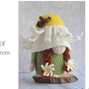 Crochet pattern Gnome with a Daisy, Pampino Crochet amigurumi pattern Summer Gnome, Cute amigurumi pdf crochet pattern