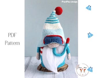 Crochet Diving Gnome Pattern, Sea Amigurumi (PDF Pattern)