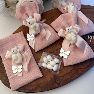 Sacchetti regalo personalizzati per bomboniere a forma di orsetto di peluche, sacchetti per orsetto di peluche, regali per feste di compleanno, grazie mille, sacchetto per dolcetti, bomboniere per battesimo