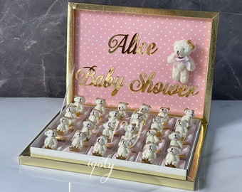 Teddy Bear Chocolate Gift Box, Baby Shower Chocolate Box, Personalized Party Favors, Baby Shower Favor, Baptism Favor, Teddy Bear Favor