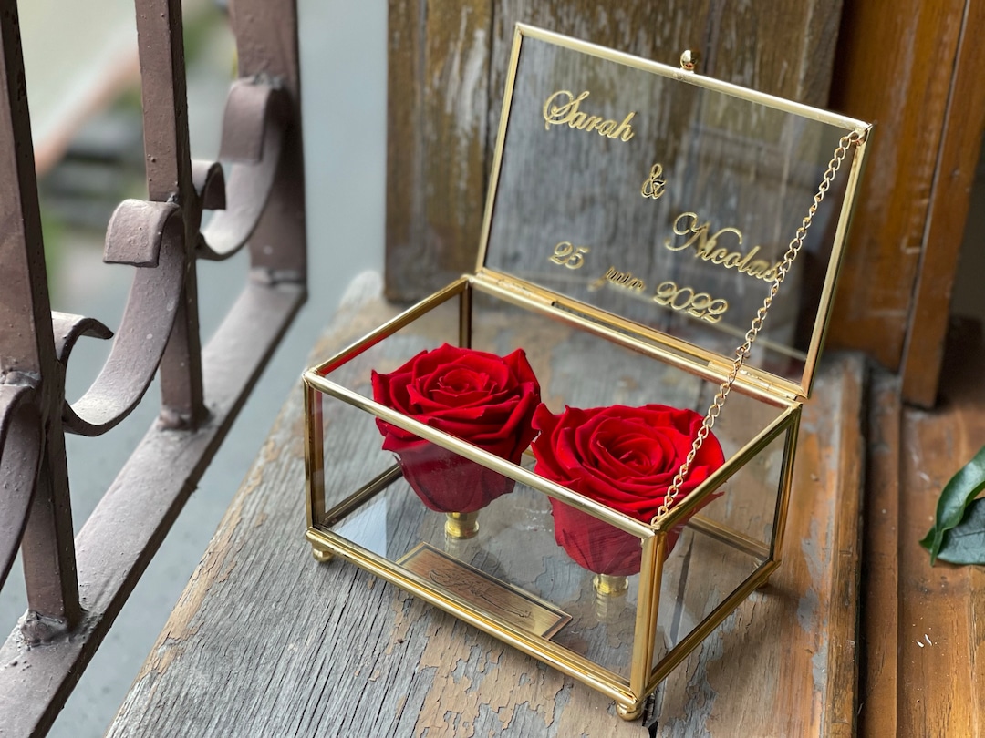 Preserved Rose in Luxury Glass Box,glass Rose Box,eternal Roses