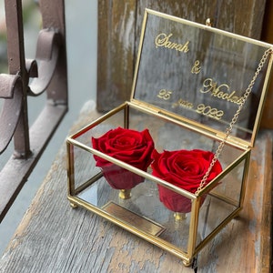Preserved Rose in Luxury Glass Box,Glass Rose Box,Eternal Roses, Preserved Flowers, Gifts for Her, Wedding Gifts, Eternal Roses in Glass Box
