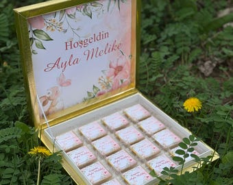 Personalized Chocolate Gift Box For Baby Shower, Baptism, Welcome Baby Party Events, Gender Party Favor, New Born Chocolate, First Communion