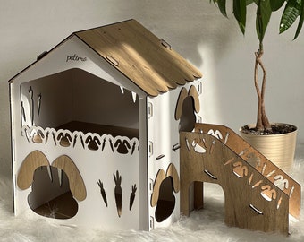 Guinea pig House, Small Rabbit House, White-Wood Color