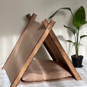 Handmade Rabbit Tent - Beige Rabbit Bed - Rabbit Furniture -  Rabbit House Beige
