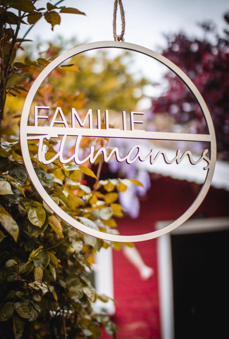 Türkranz personalisiert mit Trockenblumen Dekoring Familienschild dekoration Türdeko Türkranz-familie türschild-familie Bild 5