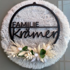 Türkranz personalisiert mit Trockenblumen Dekoring Familienschild dekoration Türdeko Türkranz-familie türschild-familie Bild 1