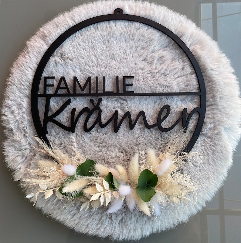 Türkranz personalisiert mit Trockenblumen Dekoring Familienschild dekoration Türdeko Türkranz-familie türschild-familie Bild 1