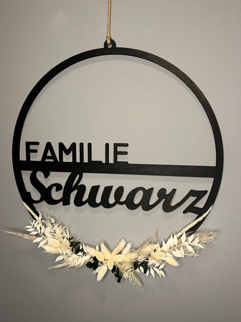 Türkranz personalisiert mit Trockenblumen Dekoring Familienschild dekoration Türdeko Türkranz-familie türschild-familie Bild 7