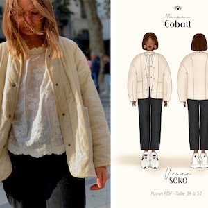 SOKO jacket sewing pattern - quilted jacket - A4 PDF download - Size 34 to Size 52 - with instructions and tutorial