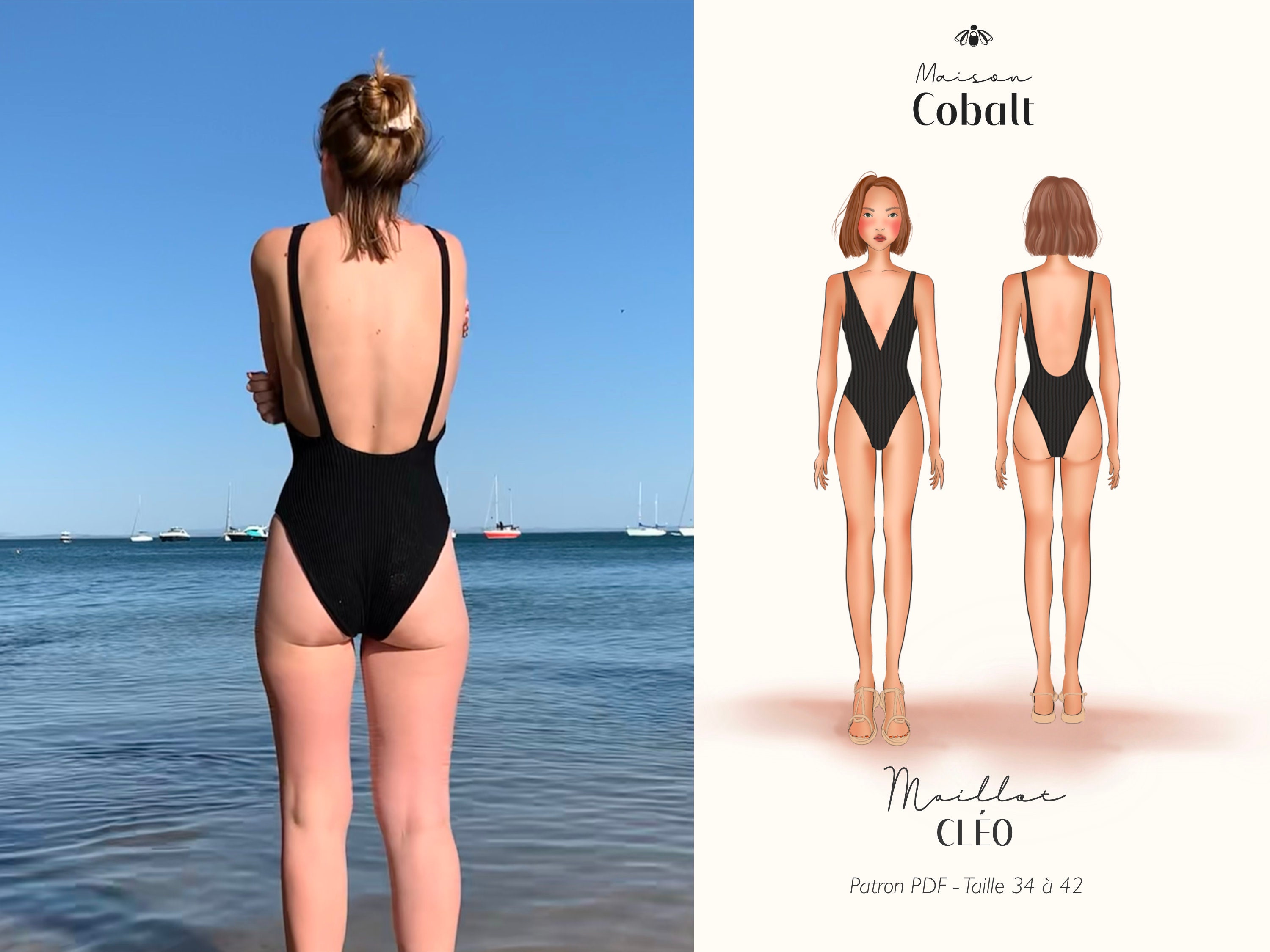 Sewing Pattern Cléo Swimsuit PDF Size 34 to 42 - Etsy 