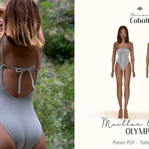 Olympe Badeanzug- und Body-Schnittmuster – offener Rücken – A4-PDF-Download – Größen 34 bis 42 – mit Anleitung und Tutorial