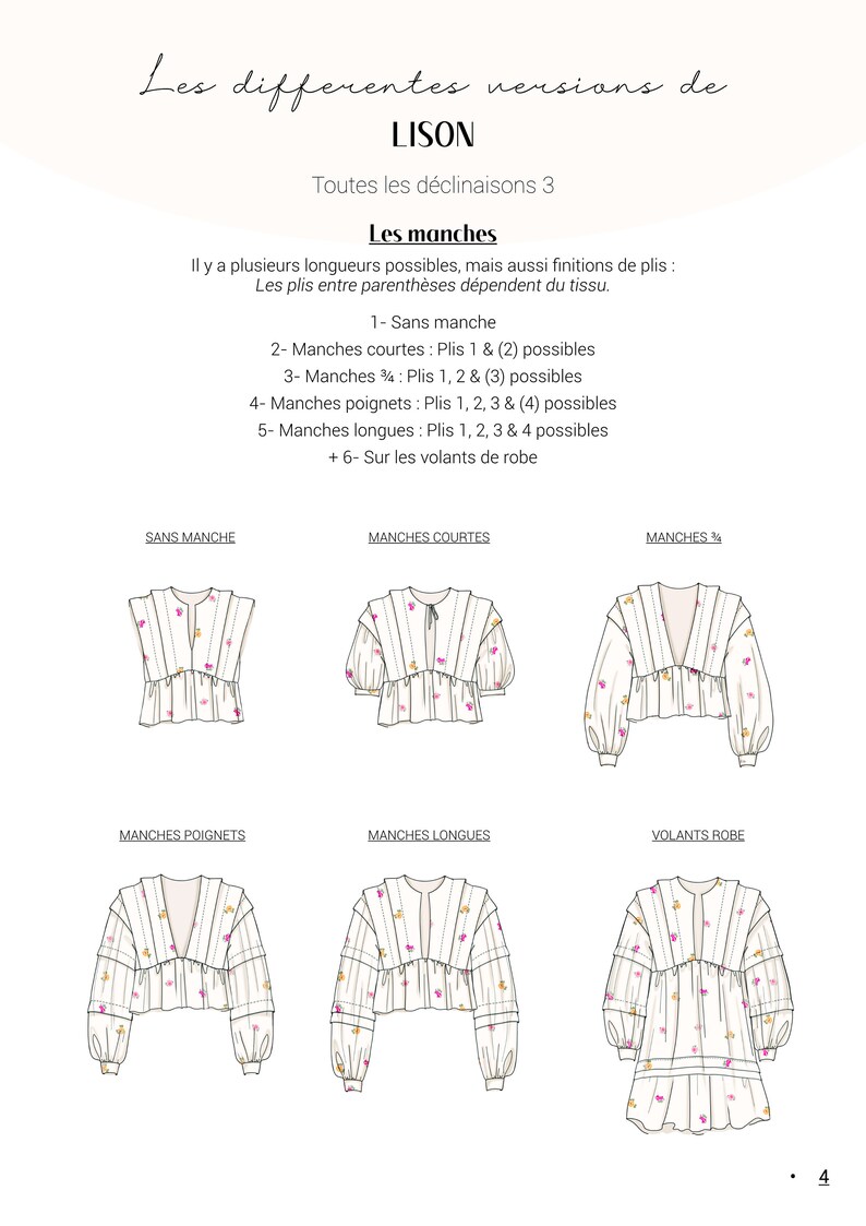 Lison Pattern LISON Dress and Blouse Sewing Pattern - Elegant With Variations - A4 ...