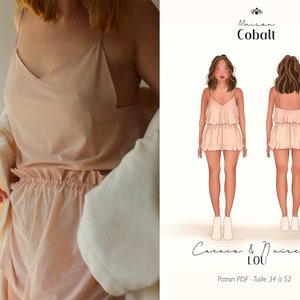Lou camisole sewing pattern - comfort - Caspule Homewear - A4 PDF download - Size 34 to Size 52 - with instructions and tutorial
