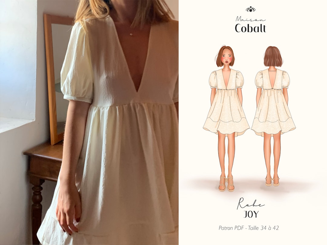 Patrón de costura de vestido y blusa Joy elegante con